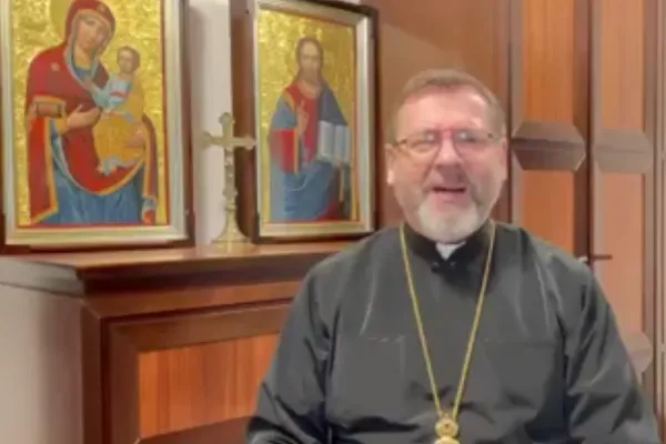 Major Archbishop Sviatoslav Shevchuk records a video message on March 16, 2022. news.ugcc.ua.