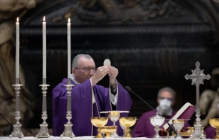 Cardinal Pietro Parolin celebrates Mass for Peace in Ukraine at St. Peter’s Basilica, March 16, 2022. Daniel Ibañez/CNA.
