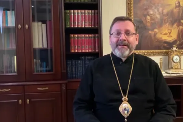 Major Archbishop Sviatoslav Shevchuk records a video message on March 22, 2022. news.ugcc.ua.