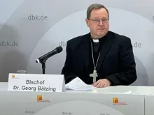 Bishop Georg Bätzing at the closing press conference of the spring plenary meeting of the German bishops’ conference.