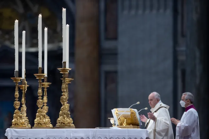 Pope Francis celebrates the Chrism Mass at St. Peter’s Basilica, April 14, 2022