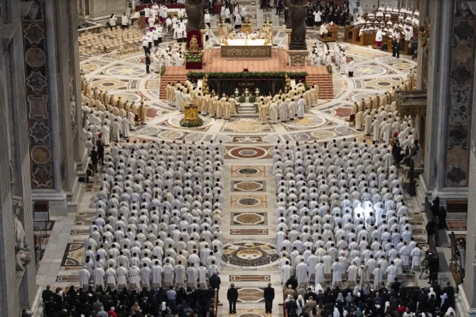 Pope Francis celebrates the Chrism Mass at St. Peter’s Basilica, April 14, 2022.