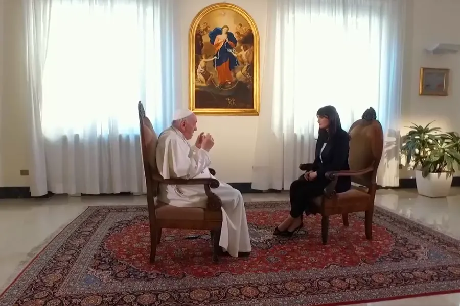 Pope Francis is interviewed by Lorena Bianchetti at the Vatican.?w=200&h=150