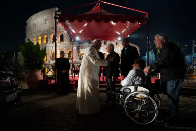 Pope Francis presides at the Stations of the Cross at Rome’s Colosseum, April 15, 2022