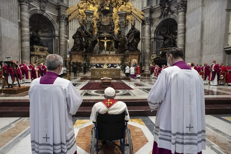 Pope Francis attends the funeral Mass of Cardinal Angelo Sodano in St. Peter’s Basilica, May 31, 2022.?w=200&h=150