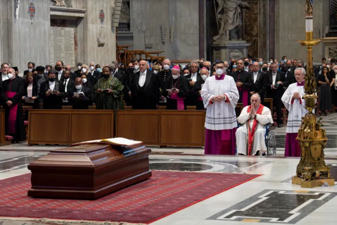 Pope Francis attends the funeral Mass of Cardinal Angelo Sodano in St. Peter’s Basilica, May 31, 2022