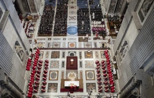 Pope Francis attends the funeral Mass of Cardinal Angelo Sodano in St. Peter’s Basilica, May 31, 2022. Vatican Media.