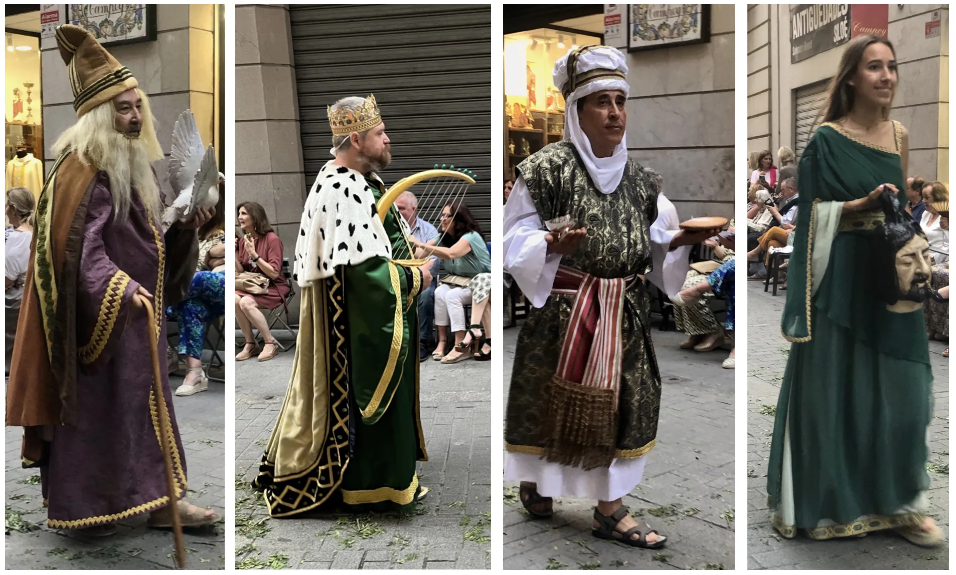 Biblical characters, Noah, David, Melchizedek, and Judith, process through the streets of Valencia, Spain, during the Corpus Christi procession, June 11, 2023?w=200&h=150