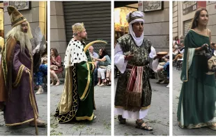 Biblical characters, Noah, David, Melchizedek, and Judith, process through the streets of Valencia, Spain, during the Corpus Christi procession, June 11, 2023 Credit: Photo courtesy of Rachel Thomas