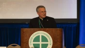 USCCB President Archbishop Timothy Broglio speaks at the bishops’ spring meeting, Thursday, June 13, 2024.