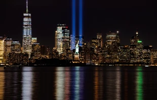 Memorial lights commemorate the terrorist attacks of Sept. 11, 2001. Credit: Brian E Kushner/Shutterstock