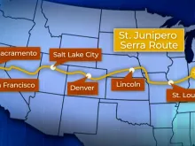 A map of a few of the largest cities that will be traversed by the Serra Route of the National Eucharistic Pilgrimages.