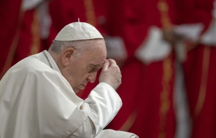 Pope Francis sat at the front of the congregation in St. Peter's Basilica on the Solemnity of Pentecost on June 5, 2022. Vatican Media