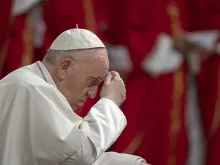 Pope Francis sat at the front of the congregation in St. Peter's Basilica on the Solemnity of Pentecost on June 5, 2022.