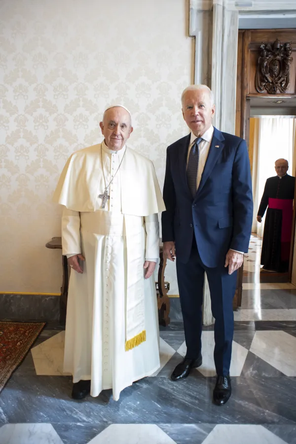 Pope Francis meets President Joe Biden on Oct. 29, 2021. Vatican Media/CNA