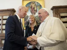 Pope Francis meets President Joe Biden on Oct. 29, 2021.