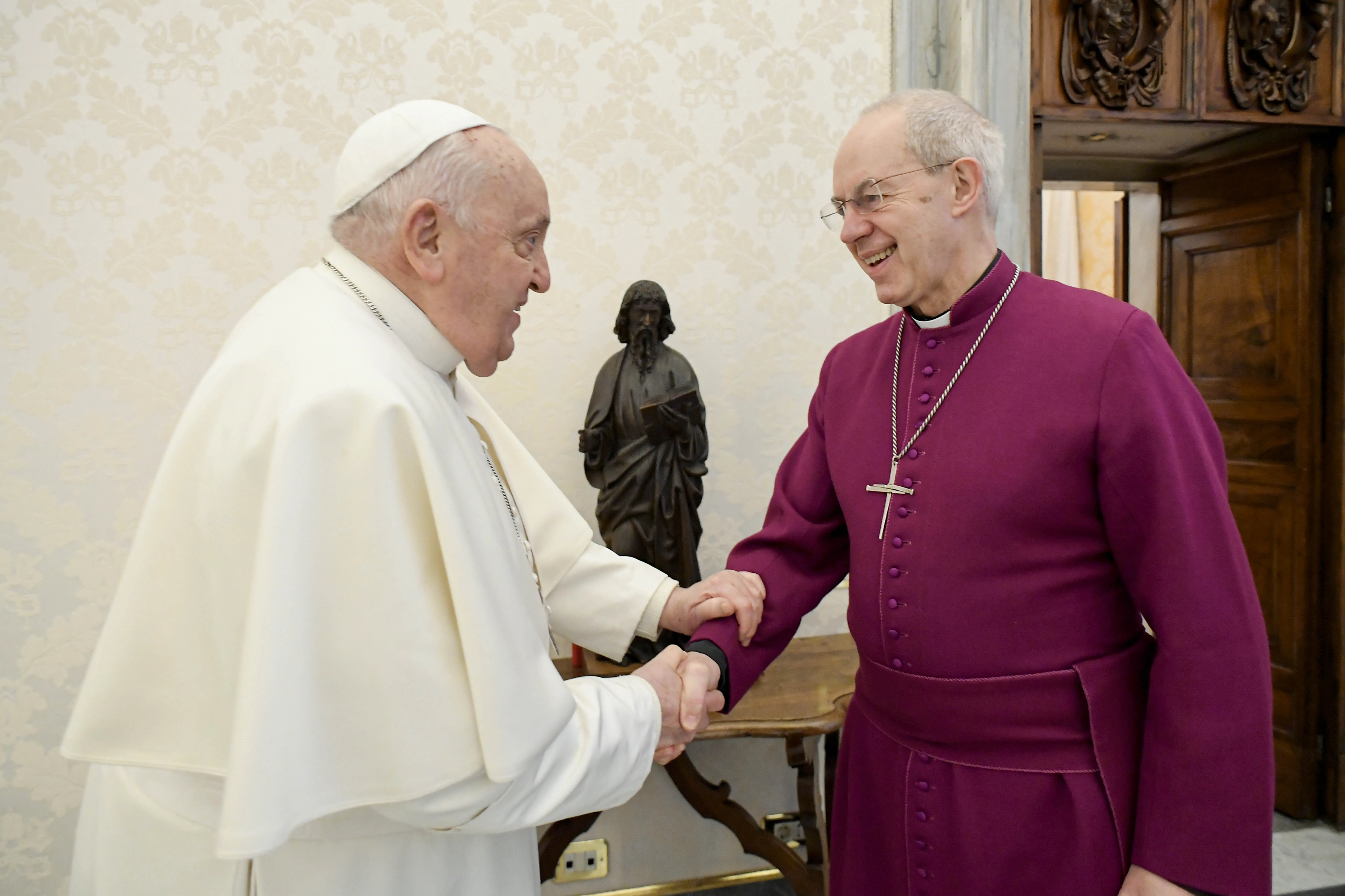 Archbishop of Canterbury Justin Welby meets with Pope Francis on Jan. 25, 2024, at the Vatican.?w=200&h=150