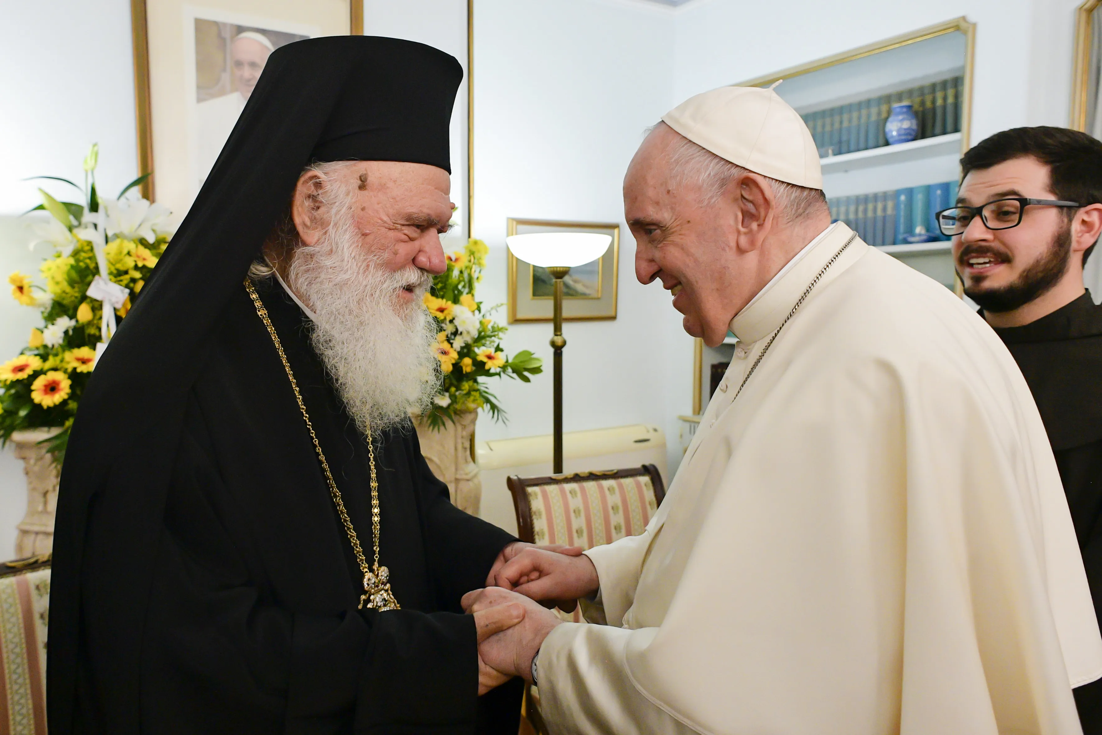 Pope Francis greets His Beatitude Ieronymos II in Athens, Greece on Dec. 5, 2021.?w=200&h=150