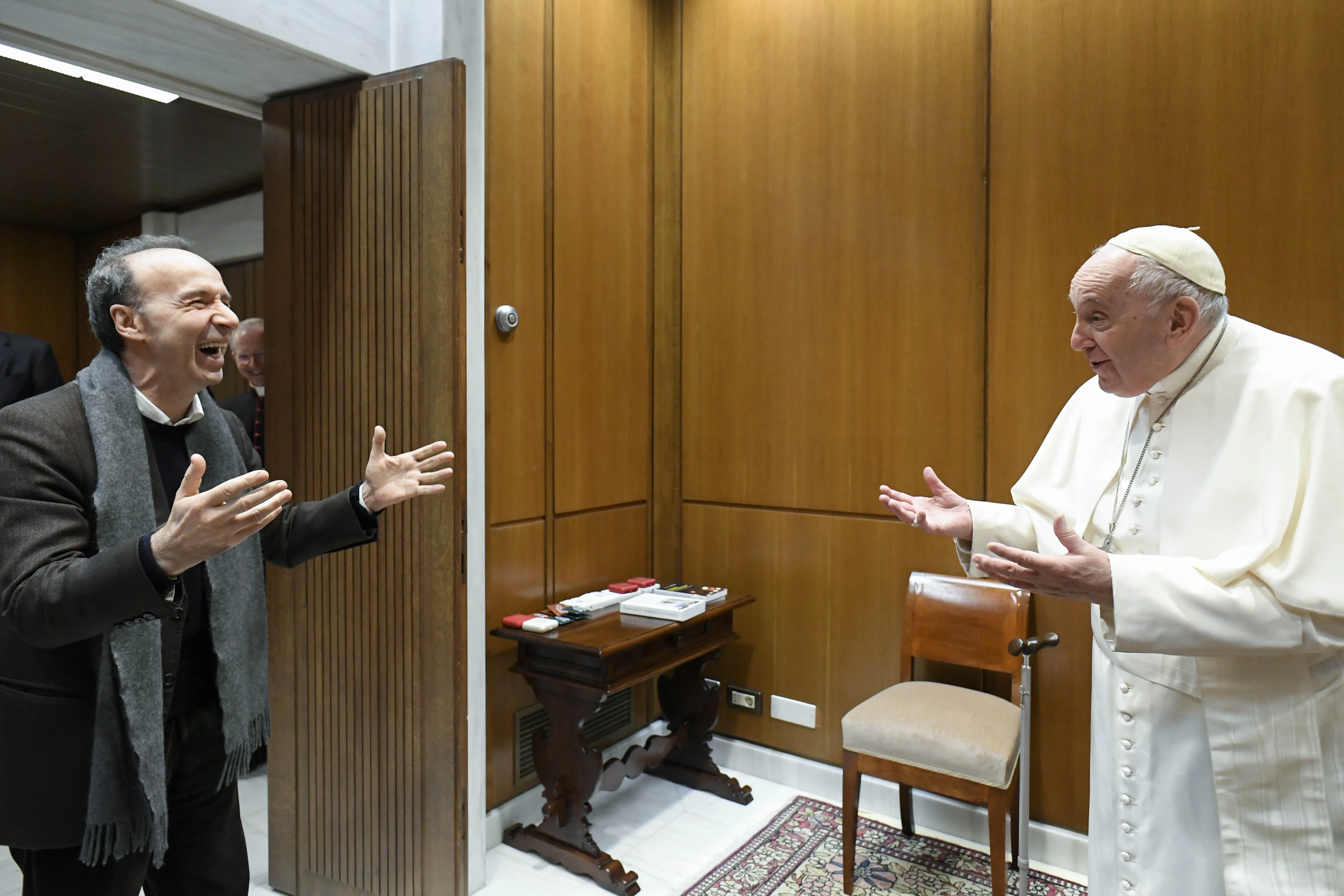 Pope Francis meeting with Roberto Benigni, Dec. 7, 2022.?w=200&h=150