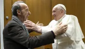 Pope Francis meets with Italian actor Roberto Benigni on Dec. 7, 2022.