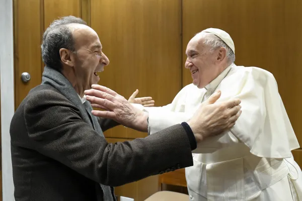 Pope Francis meeting with Roberto Benigni, Dec. 7, 2022. Vatican Media