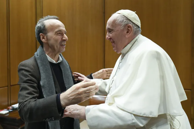 Pope Francis meeting with Roberto Benigni, 3