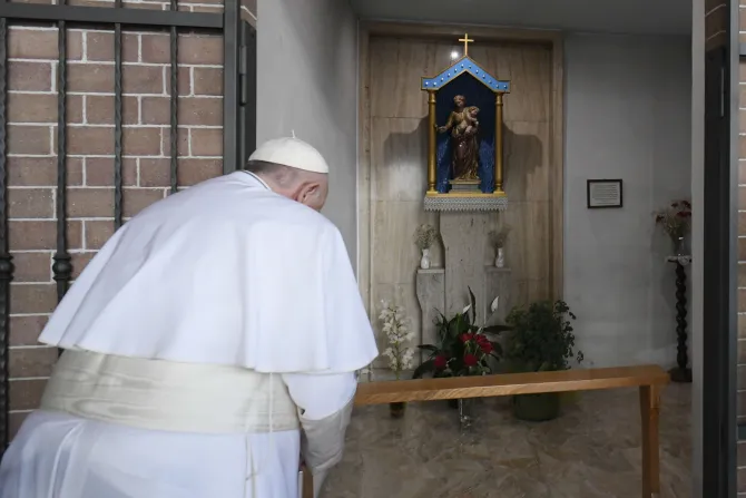 Pope Francis stopped to pray in the local parish in Portacomaro, Italy on Nov. 19, 2022.