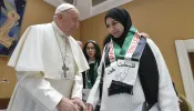 Pope Francis met with relatives of Palestinians living in Gaza on Wed., Nov. 22, 2023.