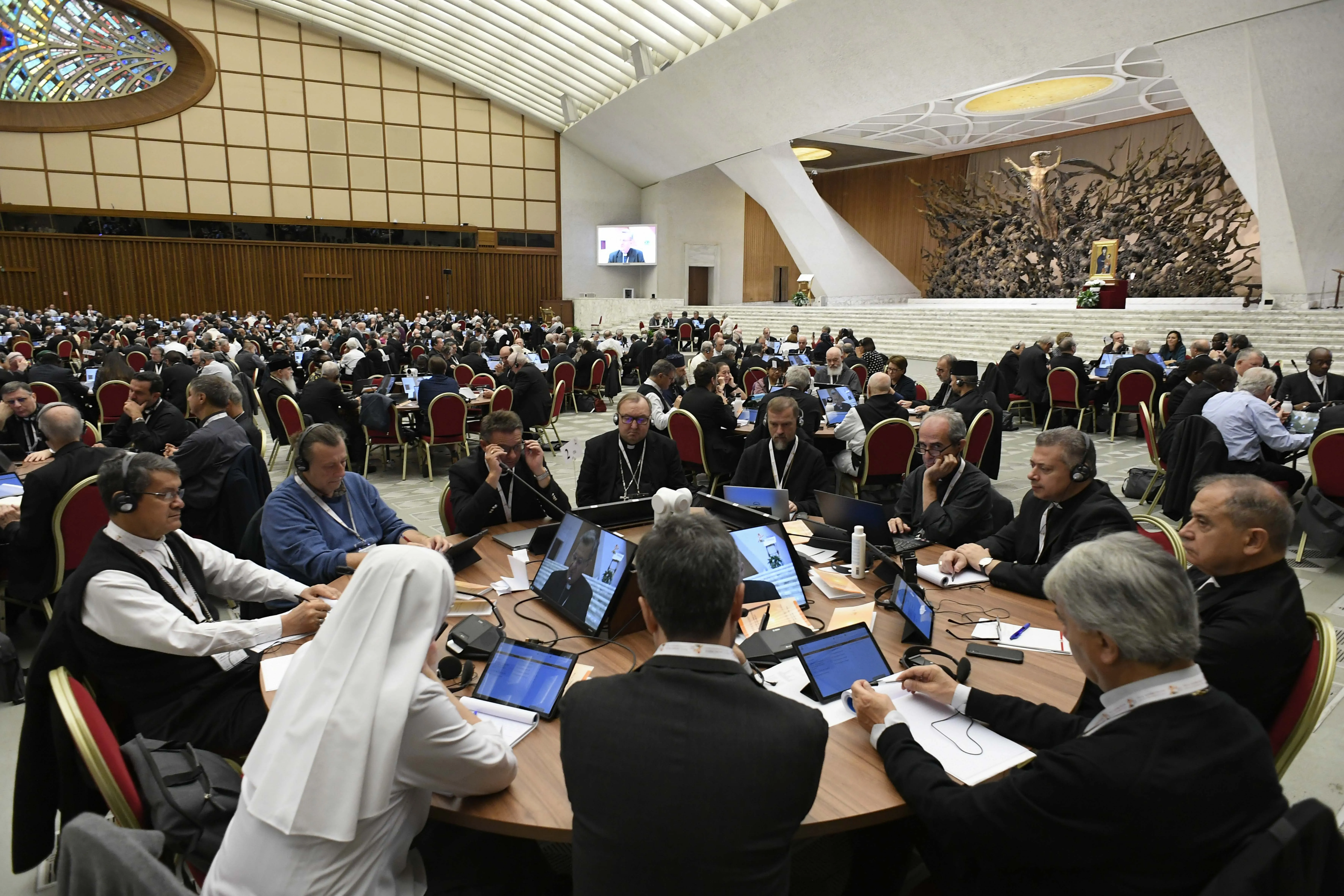 Delegates to the Synod on Synodality meet in the final days of the synod, Oct. 25, 2023.?w=200&h=150