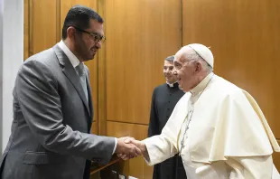 Pope Francis received President-Designate of COP28 UAE Dr. Sultan Al Jaber on Wednesday, October 11, 2023, at the Vatican. Credit: Vatican Media