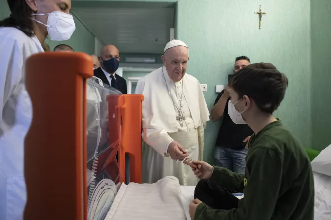 Pope Francis visited Ukrainian refugee children being treated in the Bambino Gesù Children's Hospital in Rome on March 19, 2022.