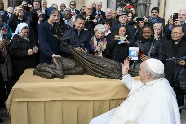Pope Francis blessed the sculpture by Timothy Schmalz on Nov. 9, 2022. Vatican Media