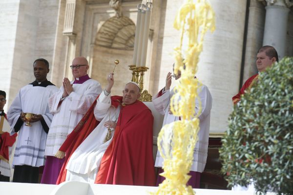 Pope Francis at Palm Sunday Mass in St. Peter's Square on March 24, 2024. Credit: Vatican Media