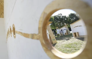 Pope Francis hears the confession of a young pilgrim at World Youth Day in Lisbon, Portugal, Aug. 4, 2023. Credit: Vatican Media