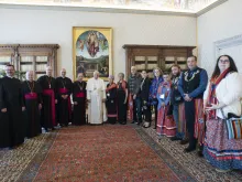 Representatives of the Métis Nation in Canada meet Pope Francis at the Vatican, March 28, 2022.
