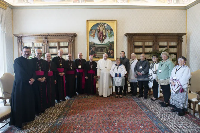 An Inuit delegation from Canada meets Pope Francis at the Vatican, March 28, 2022
