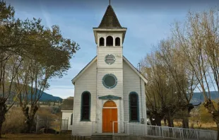 One of the five Canadian Catholic churches that burned in a week: Sacred Heart Mission Church, Pentincton, British Columbia Diocese of Nelson