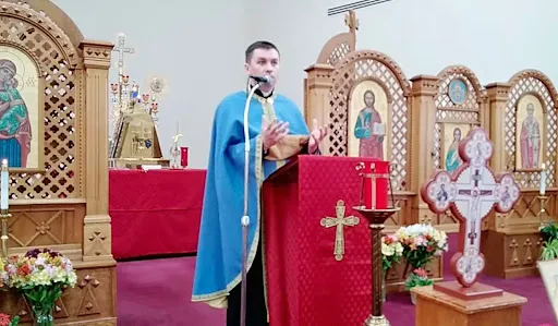 Father Andrii Chornopyskyi speaks at Ukrainian Catholic National Shrine of the Holy Family in Washington, D.C., March 25, 2022.?w=200&h=150