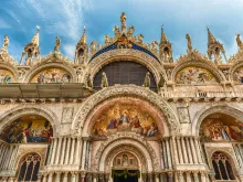 The facade of St. Mark’s Basilica in Venice, Italy.