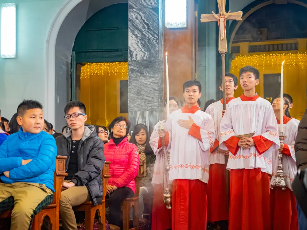 Catholics celebrate Christmas Mass at the Nativity of Our Lady Church on Dec. 24, 2019, in Macau, China.?w=200&h=150