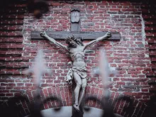 A crucifix at the Bernardine Church in Lviv, western Ukraine.