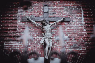 A crucifix at the Bernardine Church in Lviv, western Ukraine