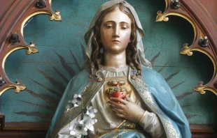 A statue depicting the Immaculate Heart of Mary in the parish church of St. Nicholas in Krapina, Croatia. Zvonimir Atletic/Shutterstock.