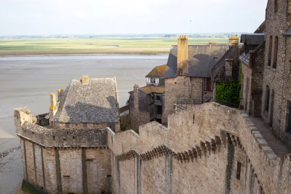 View of Mont Saint-Michel bay from its ramparts. Credit: Laurent Renault/Shutterstock