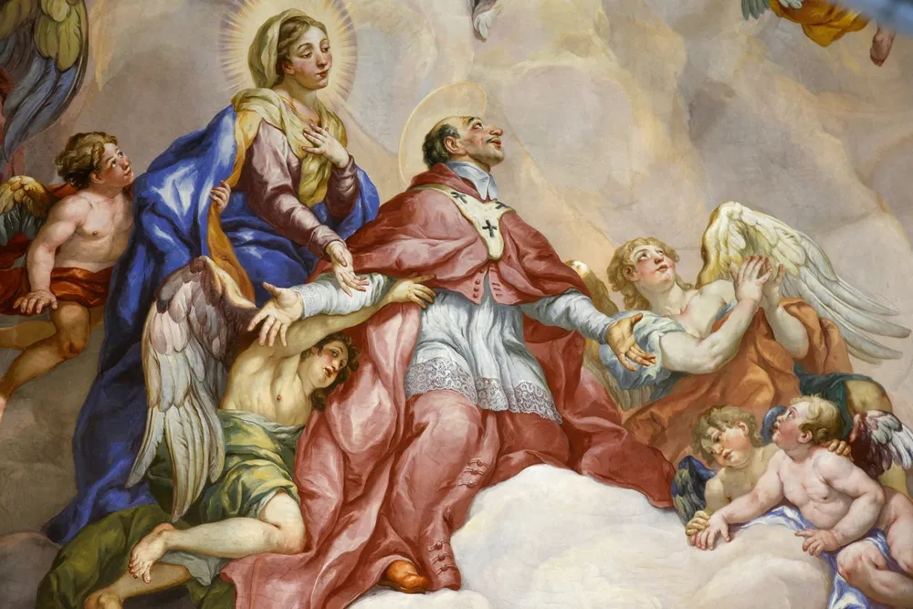 The Intercession of Charles Borromeo supported by the Virgin Mary dome fresco by Johann Michael Rottmayr in St. Charles's Church, Austria.?w=200&h=150