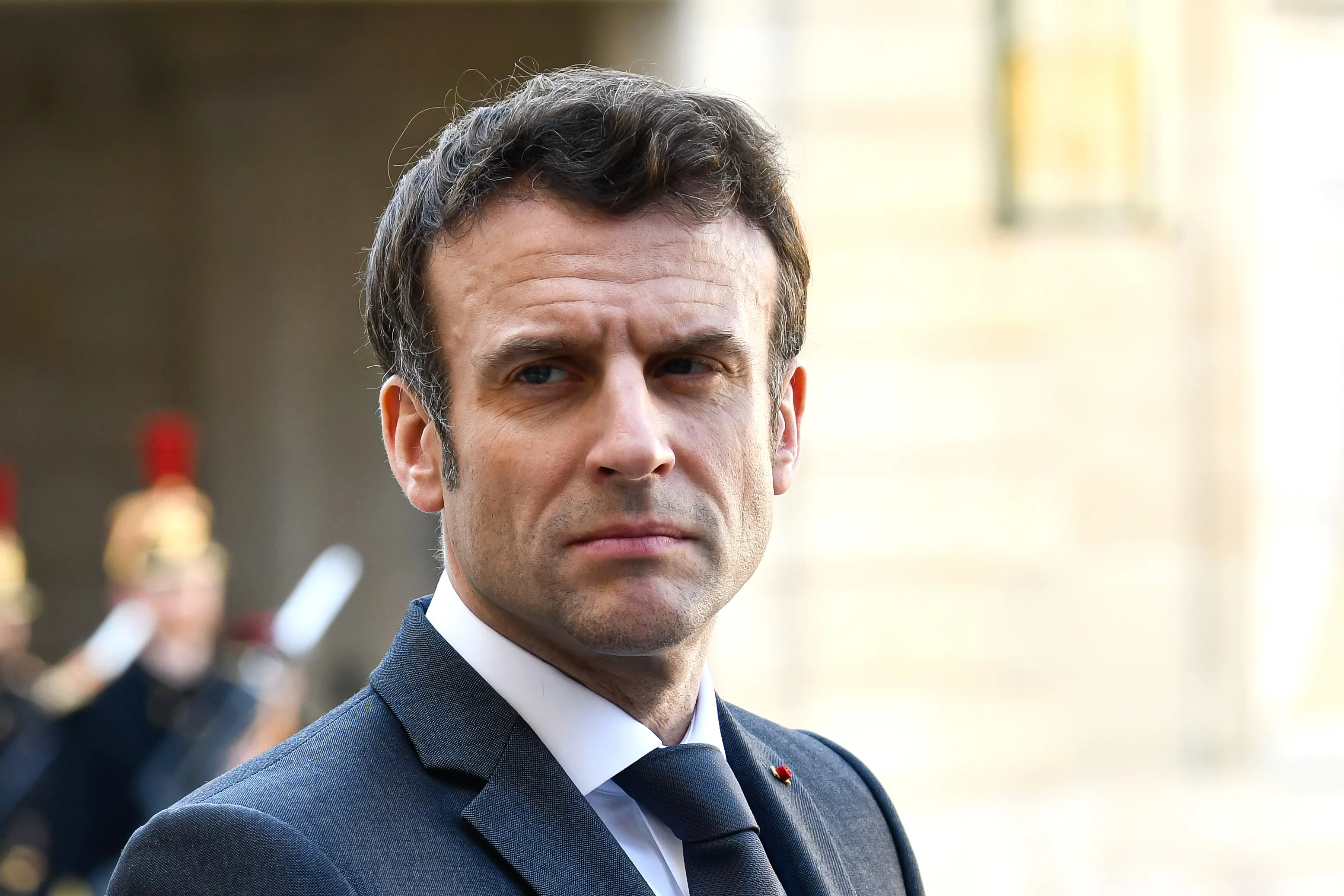 French President Emmanuel Macron during a meeting with Governor of Spain at the Elysee Presidential Palace in Paris on March 21, 2022.?w=200&h=150