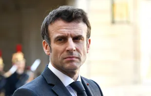 French President Emmanuel Macron during a meeting with Governor of Spain at the Elysee Presidential Palace in Paris on March 21, 2022. Credit: Victor Velter|Shutterstock