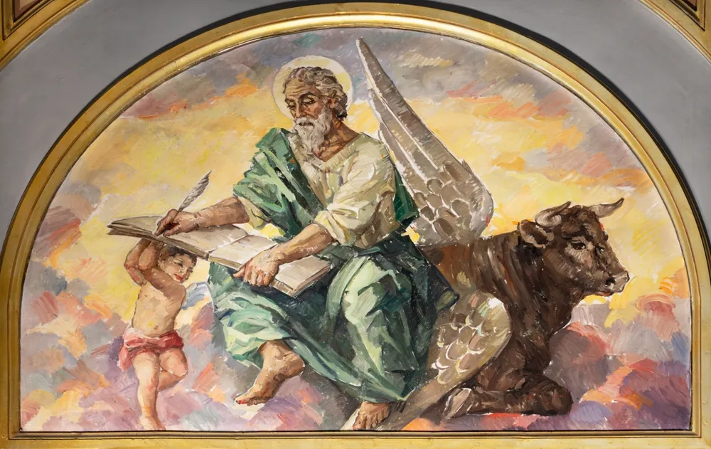 The painting St. Luke the Evangelist in church Iglesia El Buen Pastor by Miguel Vaguer (1959).?w=200&h=150