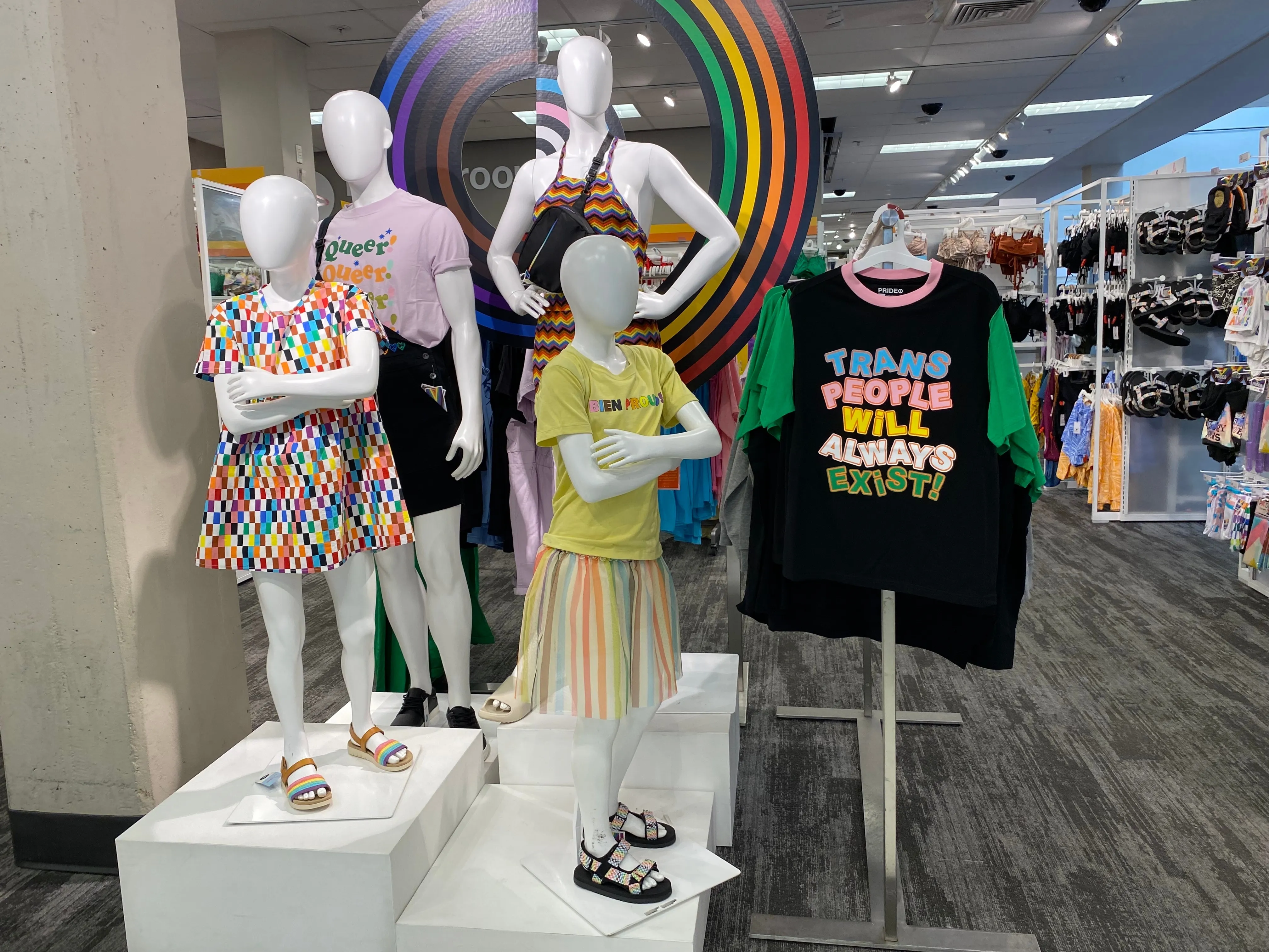 Target gay pride products ignited political protests with its "tuck friendly" crotch construction, Los Angeles, California, June 2, 2023.?w=200&h=150