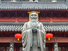 Confucius statue in Nanjing Confucius Temple, Nanjing City, Jiangsu Province, China.